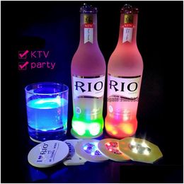 Led Rave Toy Led Coaster Bottle Light Stickers Glow Christmas Xmas Bar Club Party Vase Decoration Glorifier Mini Drink Cup Mat Drop De Dhlt8