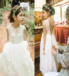 Romantic New Arrival Boho country Flower Girl Dresses For Weddings Cheap Lace Tiered Formal Pageant Wedding Formal Dress Custom Ma8278486