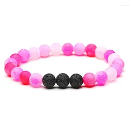 Strand Fashion 8mm Chakra Bracelet Men Black Lava Healing Balance Beads Reiki Buddha Prayer Natural Stone Yoga Women Jewellery