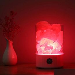 Night Lights Brelong Himalayan Natural Anion Crystal Salt Lamp Colorf Usb Night Light 1 Pcs Drop Delivery Lights Lighting Indoor Light Dhc7B