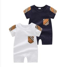 Baby Boys Girls Summer Rompers Cotton Toddler Short Sleeve Jumpsuits Infant Newborn Plaid Onesies 024 Months2118271