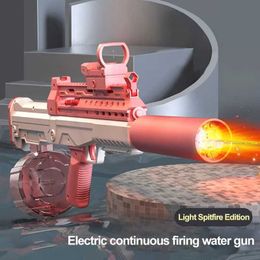 Gun Toys Electric Water Gun with Light High-Tech Automatic Flaming Fire Large Capacity Summer Party Beach Outdoor Toys for Kid Adult GiftL2403