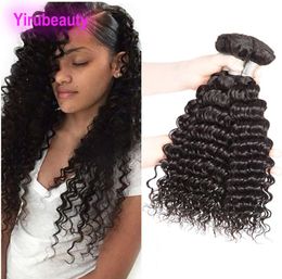 Brazilian Human Hair 3 Bundles Deep Wave Curly Hair Extensions Peruvian Indian Malaysian Virgin Hair 95100gpiece3278033