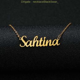 Gold Silver Colour Personalised Custom Name Pendant Necklace Customised Cursive Nameplate Women Handmade Birthday Gift 5R3E