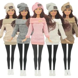 30cm Doll Full Set 1/6 Female Doll with Clothes and Hat Sweater Girls Dress Up Toys Gifts 240223