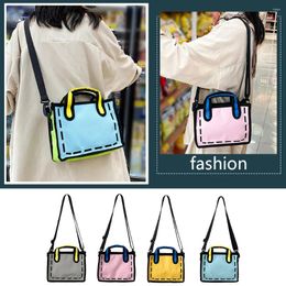 Shoulder Bags Women Casual Bag 2D Crossbody Novelty Summer Contrast Colours Fashion Adjustable Straps 3D Drawing Tote