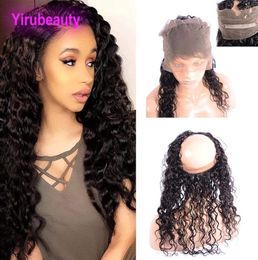 Top Closures Indian Whole Water Wave 360 Lace Frontal 1024inch Human Hair Baby Hairs Natural Colour Lace Closure Curly4884646