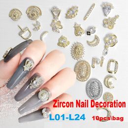 Luxury Nail Parts Metal Decorations Letter Alloy Jewellery Decals DIY Manicure Art L01L24 240219