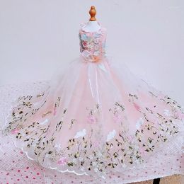 Dog Apparel Handmade High-end Dress Flower Embroidery Trailing Pography Princess Wedding Dresses Summer Dogs Skirt Pet Clothing 2024