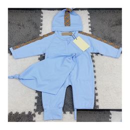 Rompers 2023Designer Baby Onesie Bib Burp Clothing Set Tights Luxury Jumpsuit Cotton Boys And Girls Quilt 3Pcs Q3 Drop Delivery Kids Dhbch