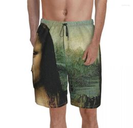 Men039s Shorts Mona Lisa Holding A Cat Crazy Board Dreamer 23 Ke Black Pattern Beach Short Pants Men39s Customs Plus Size Tr1679932