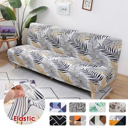 Armless Sofa Bed Cover Spandex Stretch Futon Slipcover Elastic Full Folding Couch Sofa Shield Fitted Full Folding Sofa Slipcover 240304