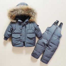 Down Coat Winter Children Girls Clothing Sets Warm Hooded Duck Jacket Coats Pants Baby Boys Clothes Kids Snowsuits Outerwear