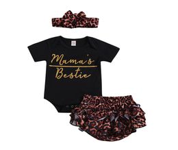 Baby Girls Clothing Sets Rompers Leopard Headband Letter Print Button Newborn Infant Jumpsuit Playsuit Summer 13T2773986