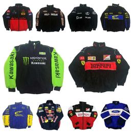 AF1 F1 Formula One Racing Jacket F1 Jacket Autumn And Winter Full Embroidered Spot Sales Long-sleeved Jacket Retro Motorcycle Suit Jacket Team Cotton Clothing dj