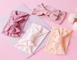 PcsLot Born Baby Girls Ribbed Bow Headband Cable Knit Wide Nylon Elastic Hair Band Shower Gift Po Props Accessories8834472