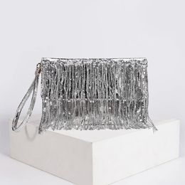 Sequins Evening Clutch Bag Tassel Small Handbag Shiny Party Women Purse Wallet Phone 240304
