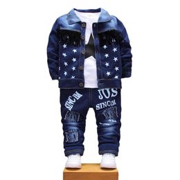 Children Boys Girls Denim Clothing Sets Baby Star Jacket Tshirt Pants 3PcsSets Autumn Toddler Tracksuits7966392