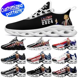 Customised Sports Shoes Trump sneaker 2024 trump shoes scarf custom pattern men women running shoes outdoor shoes black white bigger size 36-48