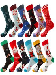 Christmas Socks Cotton Funny Men Graphic Socks Santa Claus Elk Snowman Cartoon Breathable Printing 2022 2023 Xmas Happy Gift C07185948513