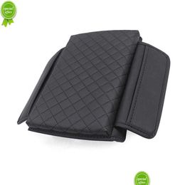 Other Auto Parts New Car Armrest Mat Pu Leather Center Console Arm Rest Protection Cushion Wave Pattern Armrests Storage Box Er Pad Dr Dhknl