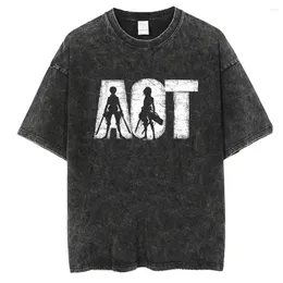 Men's T Shirts Casual Loose Oversized T-shirt Summer Short Sleeve Crewneck Tops Anime Graphic Tshirt For Men Women Black Acid Washed Cotton