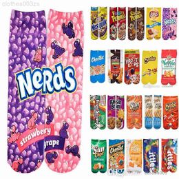 Men Novelty Socks Unisex Funny 3D Printing Potato Chips Foods Crazy Girls Custom Long Stocking For Woman 40cmXW3U