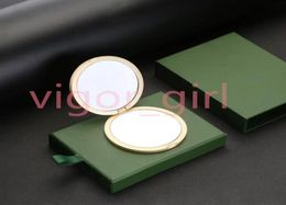 Fashion cosmetic compact mirrors Brand Folding Velvet dust bag mirror with gift box Gold color outside A quality ship6047527