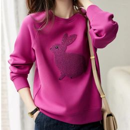 Women's Hoodies Hooded Splicing Sweater For Women Round Neck Sequins Long-Sleeved Loose Casual Pullover Bottoming Shirt Female Fall