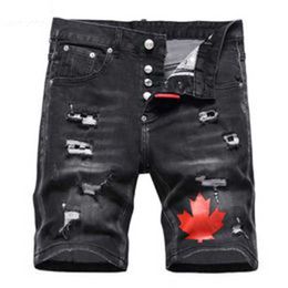 TR APSTAR DSQ corto Jeans da uomo Hip Hop Rock Moto Distressed Denim Biker DSQ estate nero D2 Jeans corto 1107