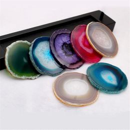 Jewelry Pouches Bags 1 Piece Purple Crystal Polished Natural Geode Stone Cup Display Lnsulation Mat Decoration For Home Wedding2300