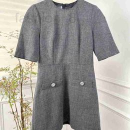 Basic & Casual Dresses Designer Early Spring New Light Mature Style Simple and Versatile Waist Closing, Slim and Fashionable Wool Round Neck Dress 6J2F