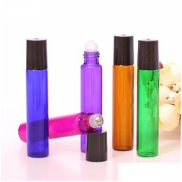 Packing Bottles Wholesale 10Ml Empty Glass Roll On Bottle Blue Red Green Amber Clear Roller Container 1/3Oz For Essential Oil Aromathe Dh0Xw