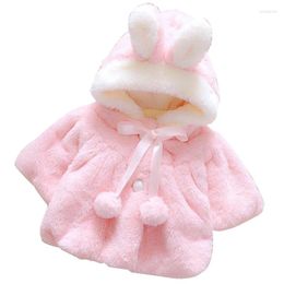 Down Coat Baby Girl Clothes Ears Plush Girls Autumn Winter Warm Hooded Infants Cotton Jacket Children Outwear