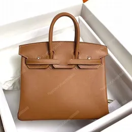 10A high quality Totes designer bag luxurys handbags 25CM Swift Genuine Leather bags designer women bag Hand waxed thread sewing Black Brown Fuchsia lady bag with box
