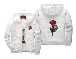 Red Rose Printed Casual Jackets Men Women Hooded Windbreaker Male Female Solid Colour Embroidery Coats Asian Size S7XL5142662
