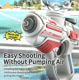 Gun Toys Electric Automatic Water Gun for Kids High Pressure Beach Pool Large Capacity Summer Toy for Kids Gifts for Boys 240307