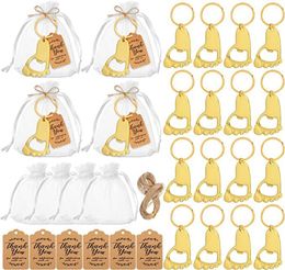 Footprint Keychain Bottle Opener Baby Shower Favors for Guest Supplies and Decorations with Organza Bags Tags and Rope XB14770136