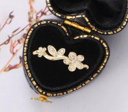 Wedding Rings Gold Flower Ring For Women Korean Fashion Aesthetic Adjustable Crystal Cute Teen Girls Moissanite Jewellery Gifts4532607