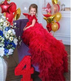 Girl039s Dresses Red Puffy Girls Birthday With Long Train O Neck Backless Little Princess Party Gown For Special Occasion Pogra9294916