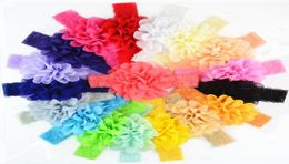 50 pcs baby Headwear Head Flower Accessories 4 inch Chiffon with soft Elastic lace headbands stretchy hair band5179179