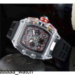 Luxury RicharMill Fashion Watches Mens Quartz Watch Skeleton Multiple Time Zone Sports Wristwatch Silicone Strap Chronograph Clock Montre De Luxe Swiss ZF Factory