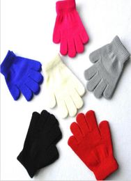 kids knitted magic gloves winter outdoor sport warm gloves five finger gloves plain baby warm mittens for 611years old children7735343