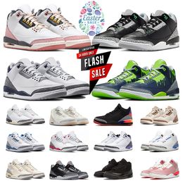 spedizione gratuita jumpman 3 3s con scarpe da basket box Vintage Floral Green Glow Lucky Green Palomino White Cement Reimagined scarpe da ginnastica da uomo scarpe da ginnastica da donna sportive