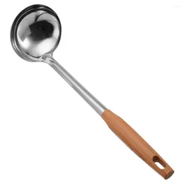 Spoons Spoon Stainless Steel Cooking Ladle Flatware Ramen Pot Tableware Long Handle Soup Wood Grain