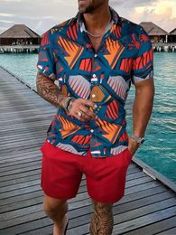 Men Shirt Sets 3d Printed Retro Floral Short Sleeve Casual Oversized Beach Shorts Summer Streetwear Hawaiian Suits Clothing 240227