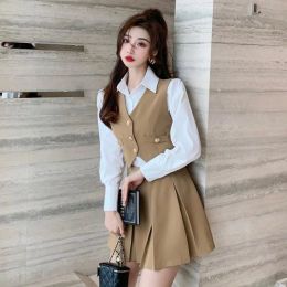 skirt Vest Shirt Short Three Piece Women's Suit Half Set Small Royal Sister College Faldas Clothes for Women Skirts