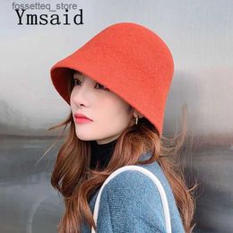 Wide Brim Hats Bucket Hats Winter Hats For Women Casual Short Brim Floppy Warm Wool Cloche Hat Elegant La Street Hat Temperament Wild Fisherman Hat L240305