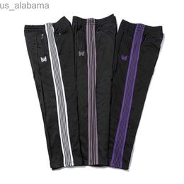 Мужские брюки иглы цвета модные спортивные штаны с вышивкой по бокам мужские брюки брюки с завязками высокие 240308