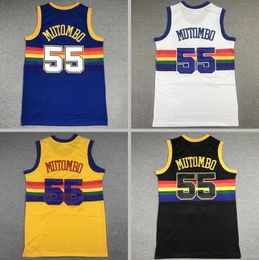 Basketball jersey 55 Mutombo blue yellow white Classics retro jersey Men women youth S-XXL Sport jersey